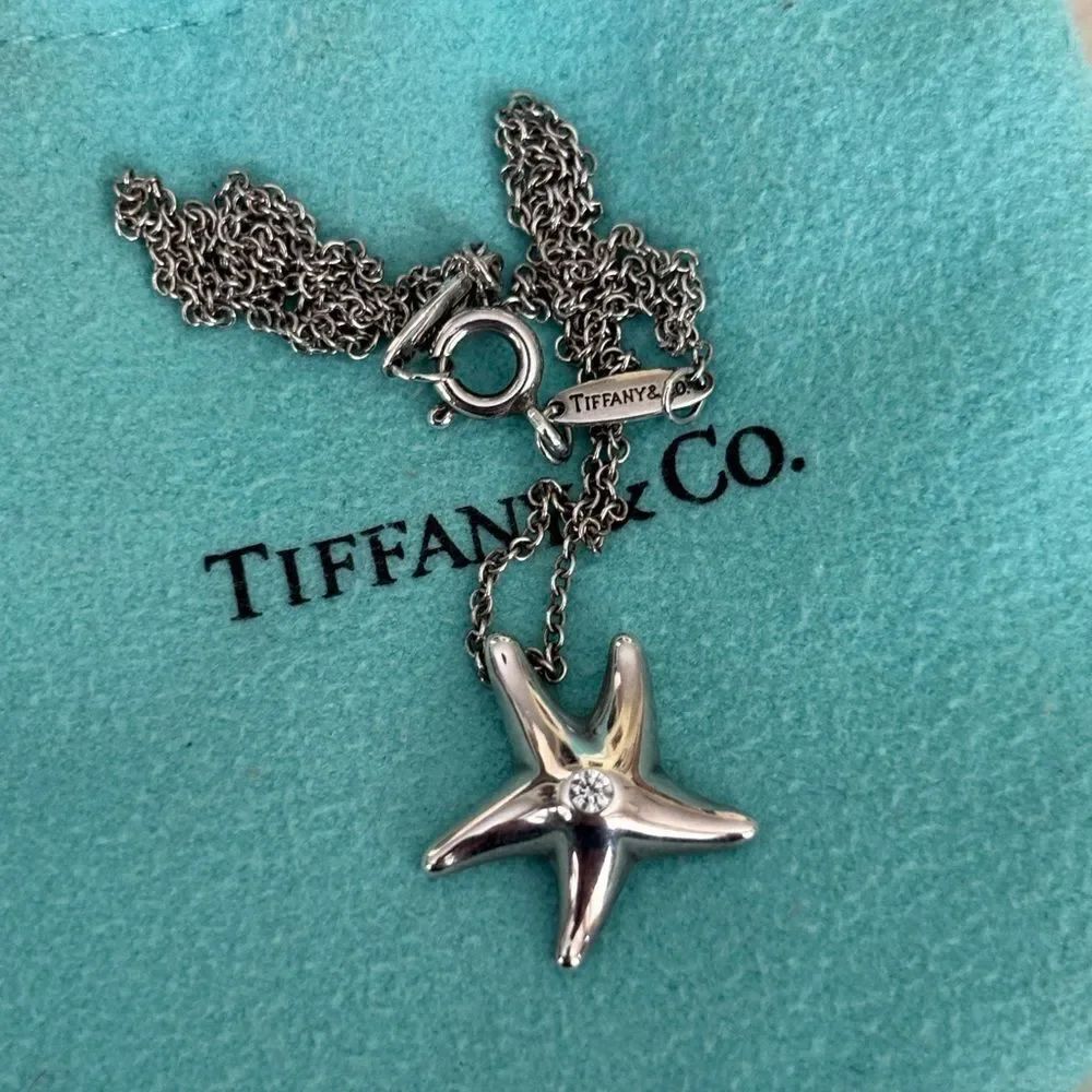 Tiffany & Co. Elsa Peretti Starfish Diamond Pendant Necklace
